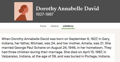 Dorothea David Ehlen Schane, Class of 1946