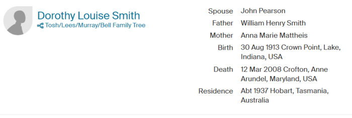 Dorothy Smith Pearson life info, Class of 1931