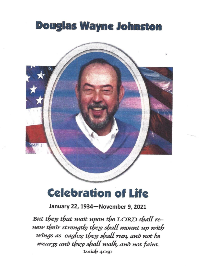 Douglas Johnston obituary card
