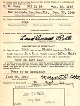 Duane Robb Draft Registration Card, Class of 1948