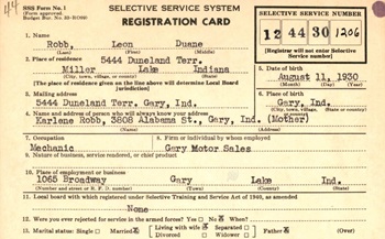 Duane Robb Draft Registration Card, Class of 1948