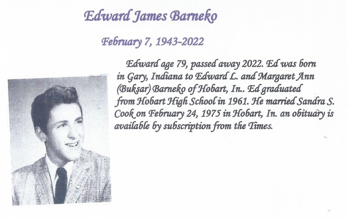 Edward Barneko obit, Class of 1961