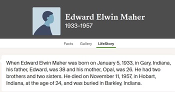 Edward Elwin Maher life info, Class of 1952