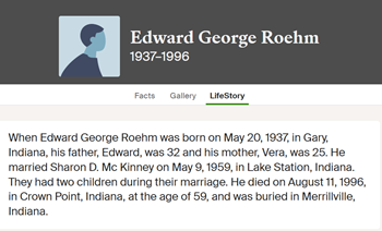 Edward Roehm life info, Clsss of 1955