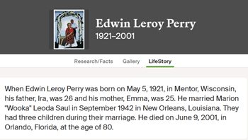 Edwin Perry life info, Class of 1939