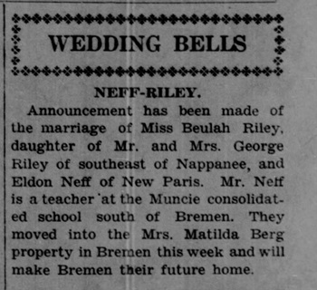 Eldon Neff marriage notice, Principal