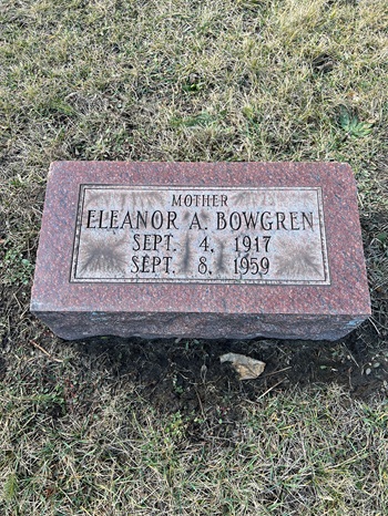Eleanor Johnson Bowgren gravestone, Class of 1935