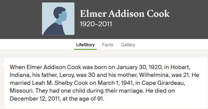 Elmer Cook, marriage info, Class of 1939