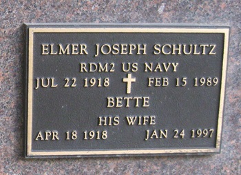 Elmer Schultz gravestone, Class of 1936