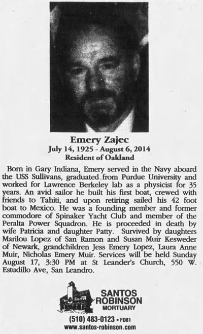 Emery Zajec obit, CLass of 1943