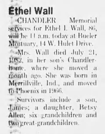 Ehel Halsted Wall obituary, Class of 1914