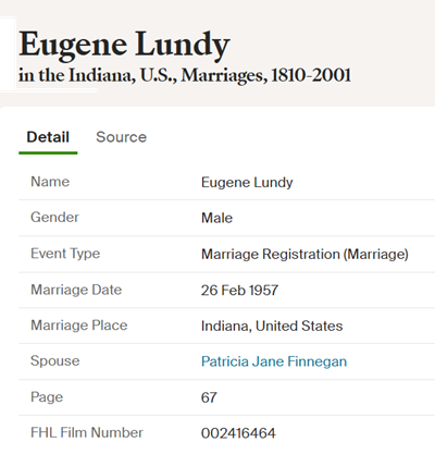 Eugene Lundy marriage info, Class of 1944