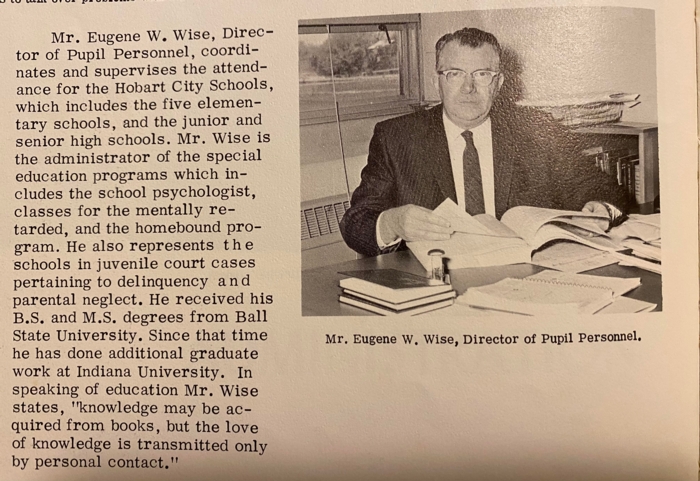 Eugene Wise article, Administrator