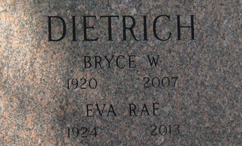 Eva Rae Johnson Dietrich gravestone, Class of 1942
