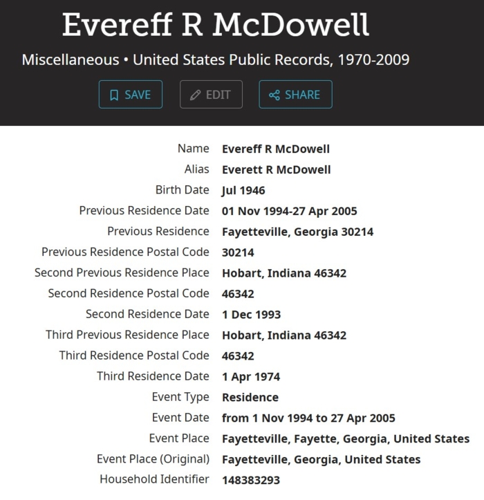 Everett McDowell life info, Class of 1964