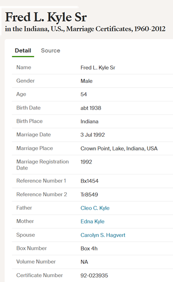 Fred Kyle marriage info, Class of 1955