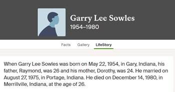Garry Sowles life info, Class of 1972