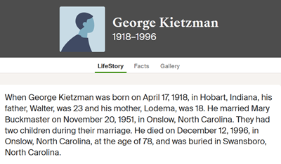 George Kietzman marriage info, Class of 1936