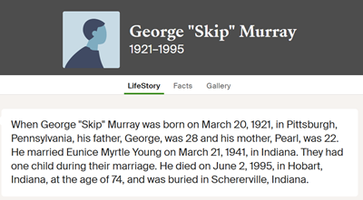 George Murray life info, Class of 1939