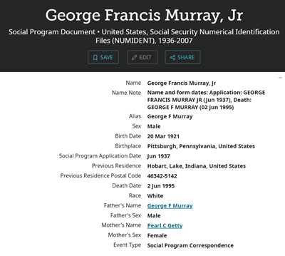 George Murray obit info, Class of 1939