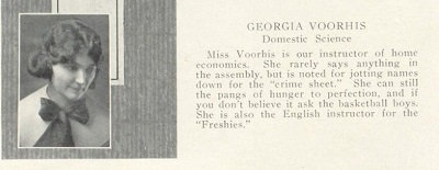 Georgia Voorhis Harding yearbook entry, Teacher