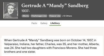 Gertrude Sandberg Moreno life info, Class of 1955