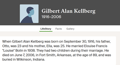 Gilbert (Gil) Kellberg marriage info, Class of 1934