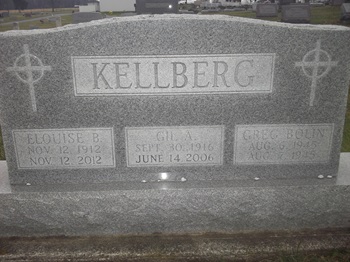 Gilbert (Gil) Kellberg gravestone, Class of 1934