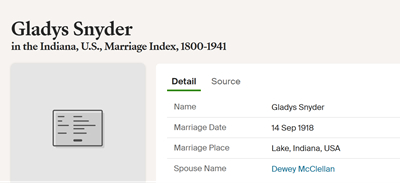 Gladys Snyder McClellan Buhrt marriage info, Class of 1916