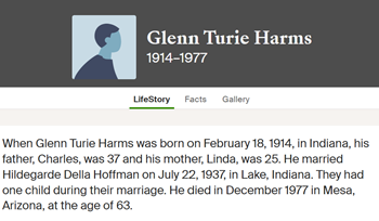 Glenn Harms life info, Class of 1932