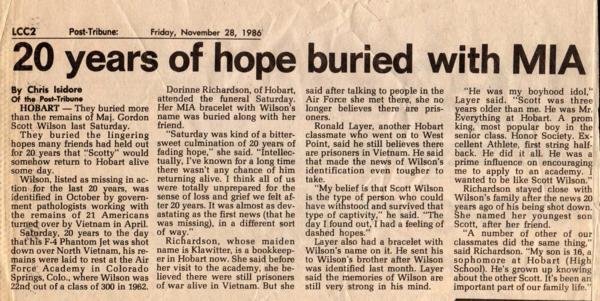 Gordon Wilson, obituary article, Class of 1958