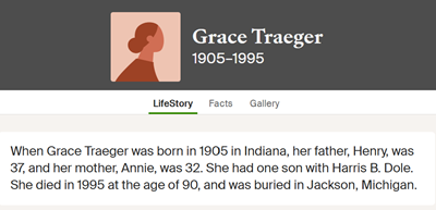 Grace Traeger Dole, Class of 1922