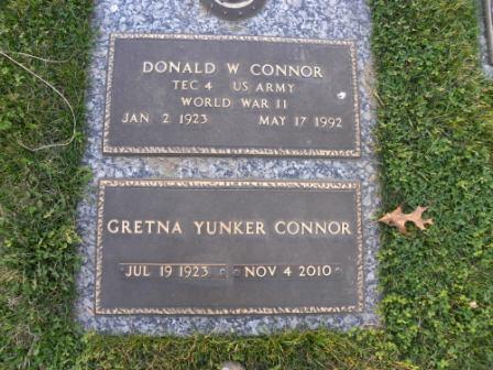 Gretna Yunker Connor gravestone, Class of 1939