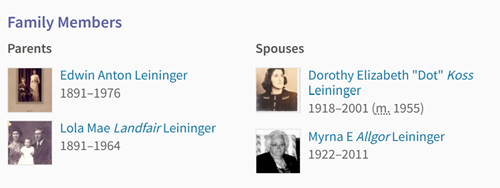 Guy Leininger family members, Class of 1939