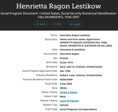 Henrietta Ragon Lestikow life info, Class of 1931
