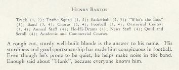 Henry Bartos caption from 1930 yearbook
