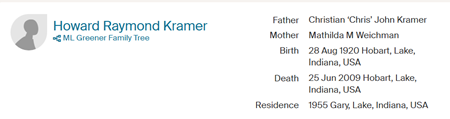 Howard Kramer life info, Class of 1939