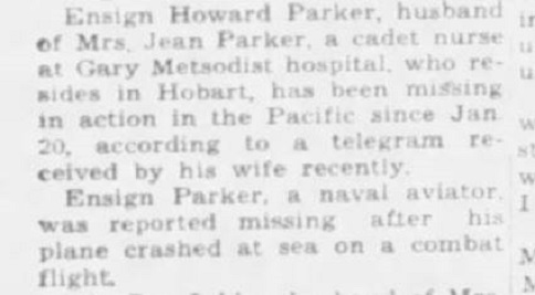 Howard Parker obituary notice, Class of 1940