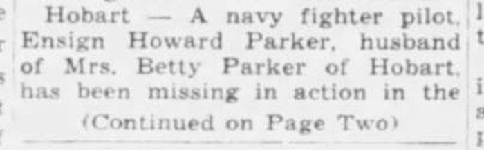 Howard Parker obituary notice, Class of 1940
