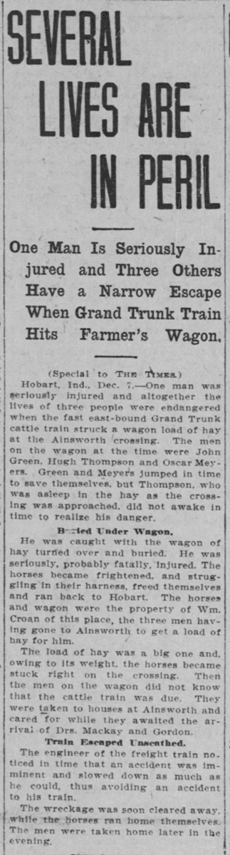 Hugh Thompson newspaper article, Class of 1895