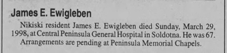 James (Jim) Ewigleben obit, Class of 1950