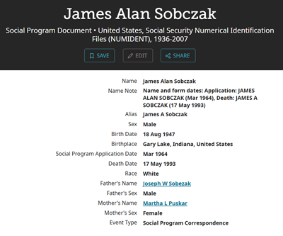James (Jim) Sobczak life info, Class of 1965