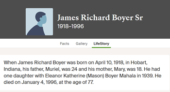 James Boyer life info, Class of 1937