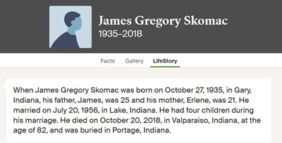 James Skomac life info, Class of 1954