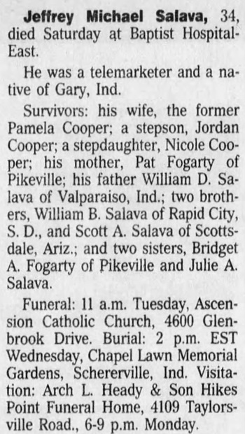 Jeffrey Salava obit, Class of 1977