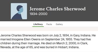Jerome (Jerry) Sherwood life into, Class of 1952
