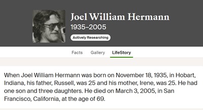 Joel Hermann life info, Class of 1954