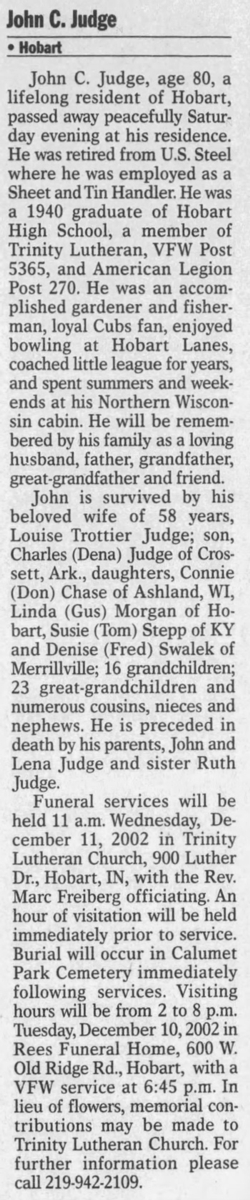 John Carlton Judge Jr. obit, Class of 1939