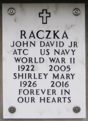 John Ronska (Raczka) gravestone, Class of 1941