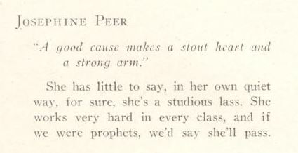 Josephine Peer, from the 1925 HHS Aurora yearbook